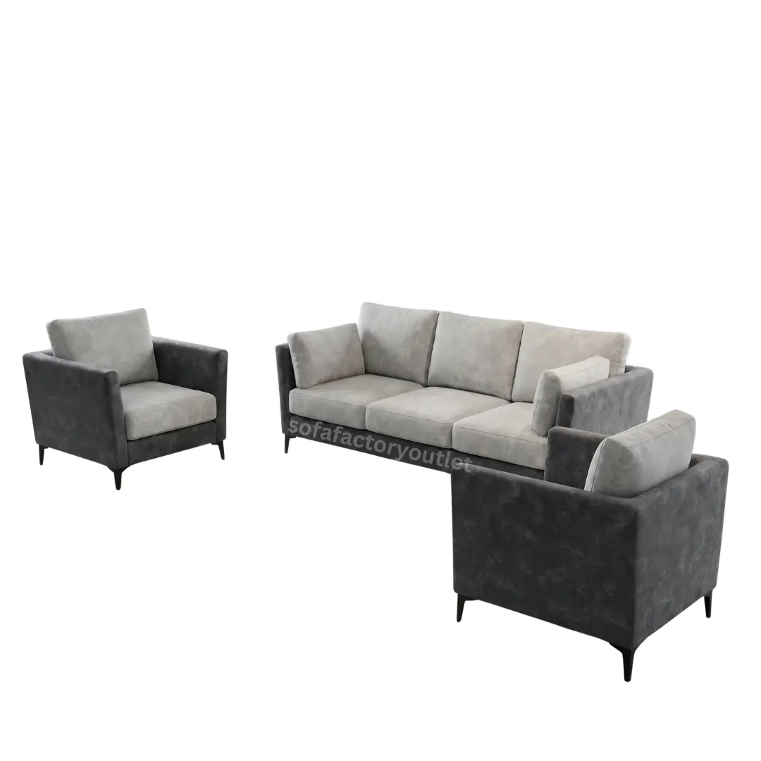 Dual-Tone Velvet Sofa Set | Modern Living Room Furniture Colombo Dual-Tone Velvet Sofa Set | Modern Living Room Furniture Colombo - Image 1